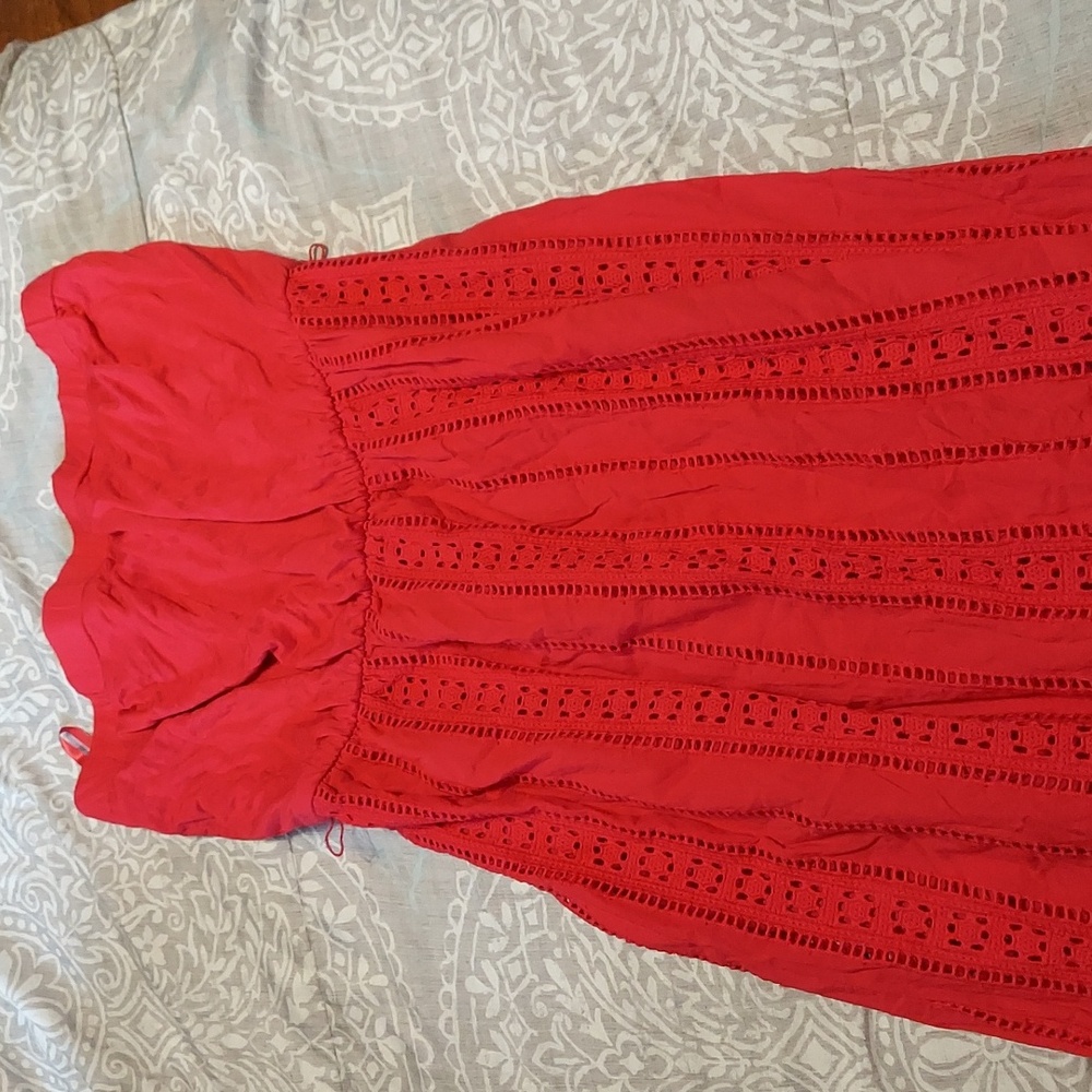 New York Comapny full length strapless eyelet dress